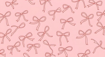 Pink bows pattern background gift wrap design concept