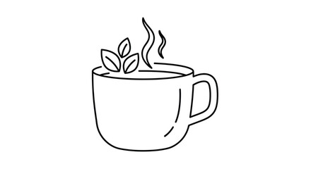 Simple line drawing of a hot beverage in a mug silhouette