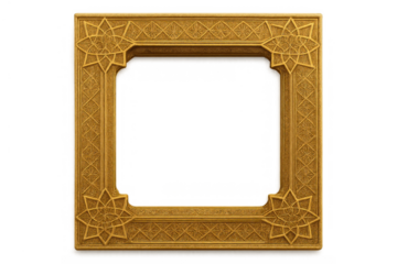 Golden frame features a detailed arabesque design with geometric patterns, adding an elegant touch. Transparent background