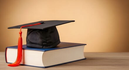 Graduation cap and book academic success achievement
