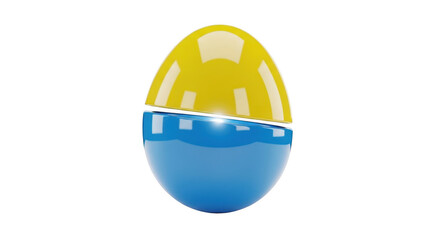 3d icon of yellow and blue easter egg isolated on transparent background