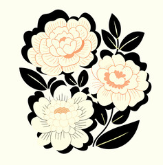 Elegant Floral Composition: Pink and Cream Blossoms with Dark Foliage