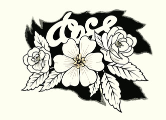 Elegant Dog Rose Floral Watercolor Illustration Art