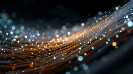 Illuminating Digital Pathways: A captivating visual representation of interconnected digital networks, rendered as a luminous stream of data coursing through a dark expanse. Evoking innovation.