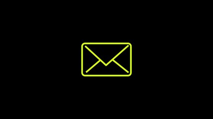  Emil notification icon animation email incoming message, SMS. Mail delivery service On Black background. - Powered by Adobe
