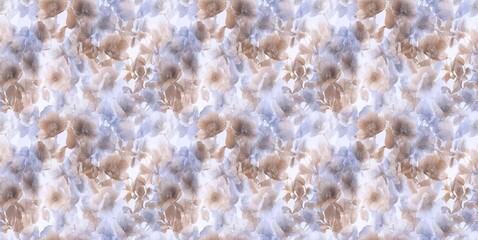 Obraz premium Elegant seamless floral pattern featuring blooming wildflowers in soft pastel tones, perfect for wallpaper and fabric designs