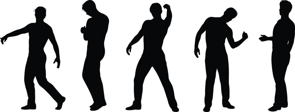 Human silhouette, body posture, gesture reference, dynamic pose, animation asset, expressive stance, figure study, black outline, character design, motion