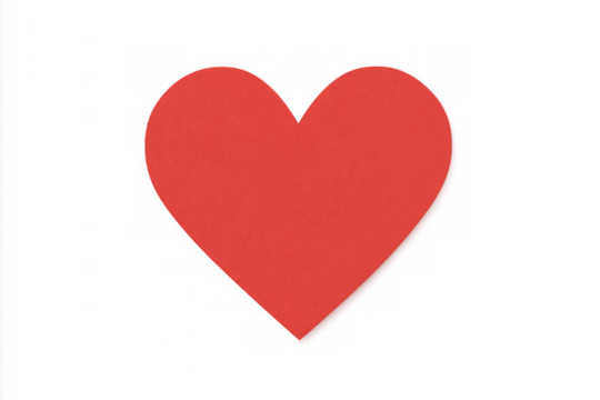 Red paper heart symbol on transparent background representing love, romance, saint valentine's day