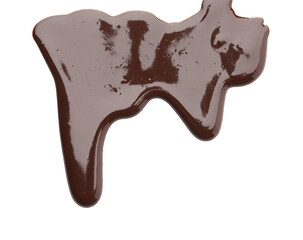 Flowing tasty melted chocolate on white background