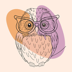 An artistic owl with glasses and colorful background