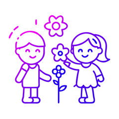 Girl offering flowers to a boy