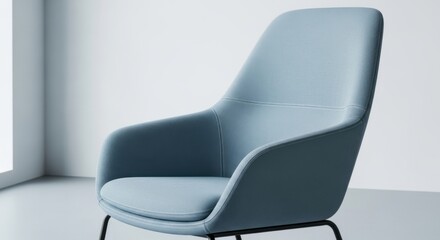 Modern Light Blue Armchair in Minimalist Interior