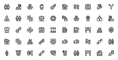 LGBTQ+ Pride icon set. Vector symbols for love, marrage, rainbow flag, transgeder, gay, lesbian, and mor. Equality and diversity ilustration. © wang