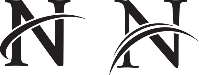 Elegant Black Letter N Logo with Curved Stroke Design