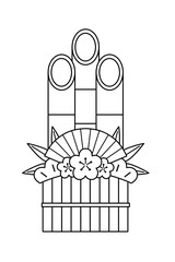 Line Drawing of Japanese New Year Kadomatsu Decoration