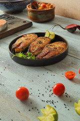 grilled meat with vegetables
