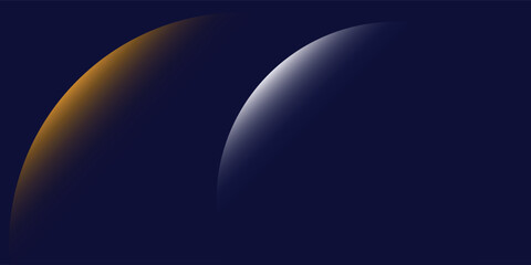 Navy blue abstract background with halftone golden lines delicate pattern. Small light spot box. Curve line, cosmic galaxy space. Festive BG for social media, birthday party invitation.