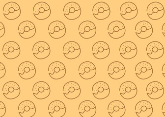 Obraz premium A Doughnut illustration pattern with cream background, food packaging, menu illustration hand drawn print ads, food business, coffeeshop