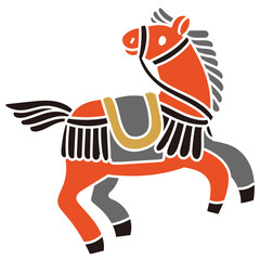 手描きの馬の年賀状素材イラスト