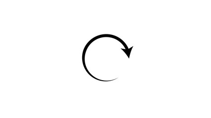 Simple black curved arrow pointing downwards and to the right in a circular motion on a white background