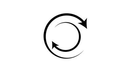 Two opposing arrows forming a circular motion representing a cycle rotation or continuous process on a white background