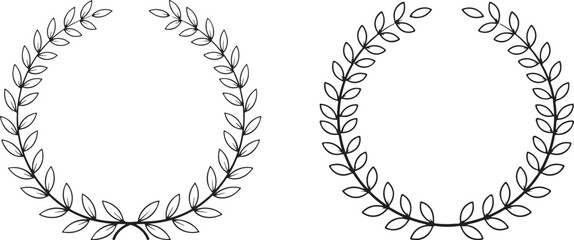 Minimalist Black Line Art Laurel Wreaths Vector Graphic Elements