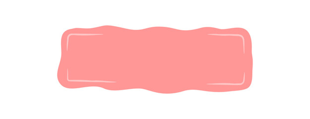 Hand drawn rectangle patch with a squiggle frame forms a bold quote label. Organic shape and soft banner outline create unique blob background concept for message box or creative template on white.