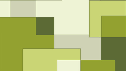 Minimalist Retro Abstract Block Pattern: Overlapping and Interlocking Rectangular Geometric Shapes in Muted Earthy Tones of Olive, Chartreuse, and Cream for a Mid-Century Modern Aesthetic