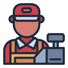 store cashier counter filled line icon for payment area