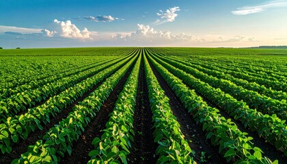 Soybean Field Rows in summer