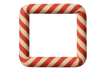 Candy cane square frame border isolated with transparent background, festive holiday season celebration element