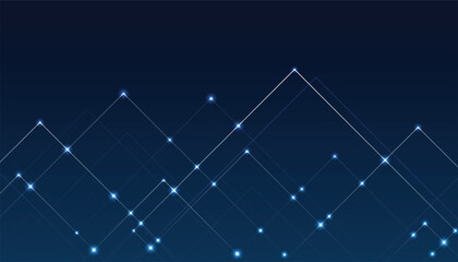 Abstract blue background with perspective lines and dot lights, Vector illustration