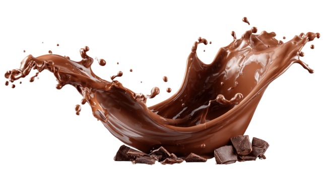 chocolate splash isolated on transparent background - food, drink, lifestyle, diet design element PBG cutout