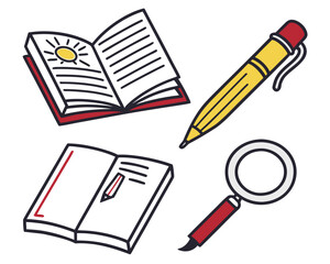 Collection of school and office supplies