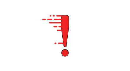 Dynamic Red Exclamation Mark with Motion Lines for Emphasis.