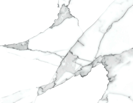 Veined white stone slab fragment against black, showing elegant, abstract marble patterns and jagged edges