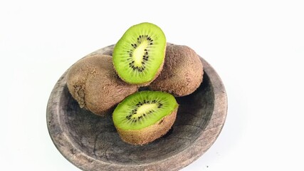 kiwi fruit Actinidia deliciosa on white background