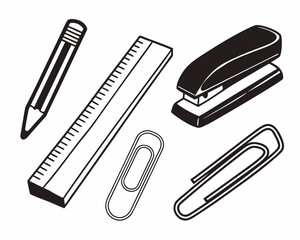 Black and white office supplies