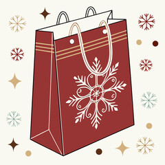 Christmas shopping bag with snowflake
