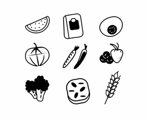 Collection of healthy food icons