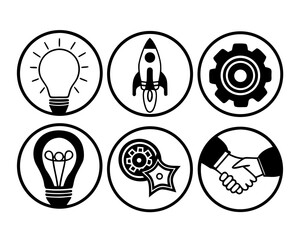 Collection of business and startup icons