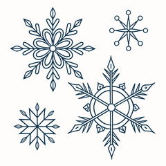 Collection of blue snowflakes for winter design