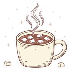 Cozy mug of hot chocolate with marshmallows