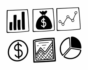Hand drawn business and finance icons design