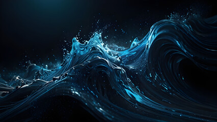 flowing ribbon of luminous blue energy "Celestial Wave, Generative Ai