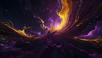 vivid golden and violet energy waves Solar Veil, Generatve Ai