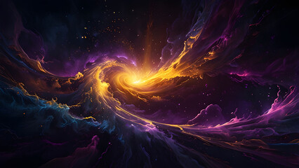 vivid golden and violet energy waves Solar Veil, Generatve Ai
