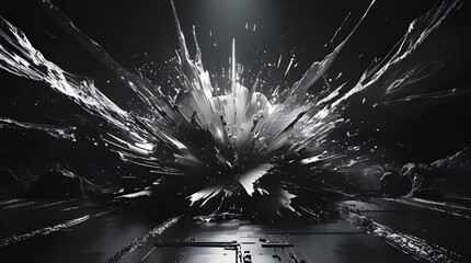 fluid energy of silver waves suspended in darkness Silver Tempest, Generative Ai