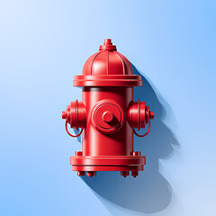 Fototapeta premium Simple background with a bright red fire hydrant and soft shadows.