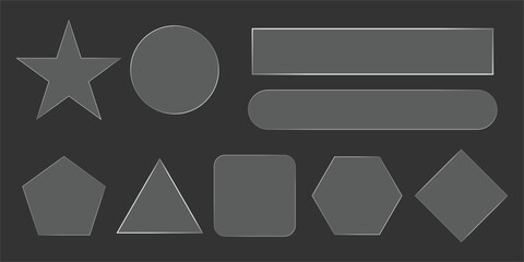Set of Abstract Dark Grey Geometric Shapes and Buttons for Design and User Interface Elements
